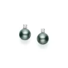 Black South Sea Cultured Pearl Stud Earrings with Diamonds