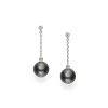 Black South Sea Cultured Pearl and Diamond Drop Earrings