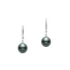 Black South Sea Cultured Pearl Drop Earrings in 18K White Gold