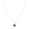Black South Sea Cultured Pearl and Diamond Pendant in 18K White Gold