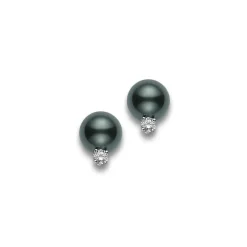 Black South Sea Stud Earrings with Diamonds