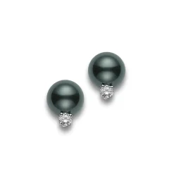 Black South Sea Stud Earrings with Diamonds