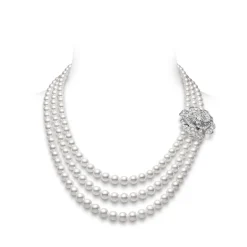 Blooming Delight Akoya Cultured Pearl Necklace with Detachable Diamond Brooch
