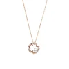 Cherry Blossom Akoya Cultured Pearl Pendant Necklace in Pink Gold