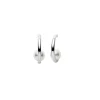Classic Akoya Cultured Pearl Semi Hoop Earrings in White Gold