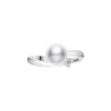 Classic Akoya Cultured Pearl Ring with Diamond in 18K White Gold