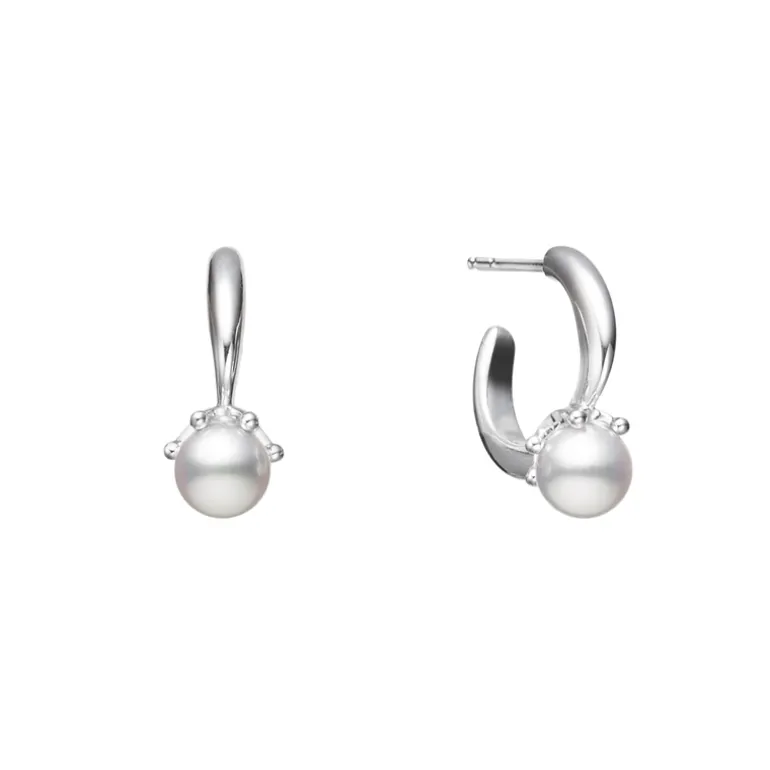 Classic Akoya Cultured Pearl Earrings in 18K White Gold