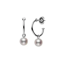 Classic Akoya Cultured Pearl Semi Hoop Earrings