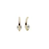 Classic Akoya Cultured Pearl Semi Hoop Earrings in Yellow Gold