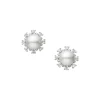 Classic Akoya Cultured Pearl and Diamond Earrings in 18K White Gold