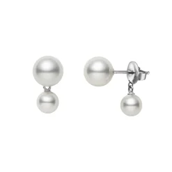 Classic Akoya Cultured Pearl Earrings in 18K White Gold