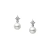 Classic Akoya Cultured Pearl and Diamond Earrings