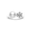 Classic Akoya Cultured Pearl and Diamond Ring in 18K White Gold