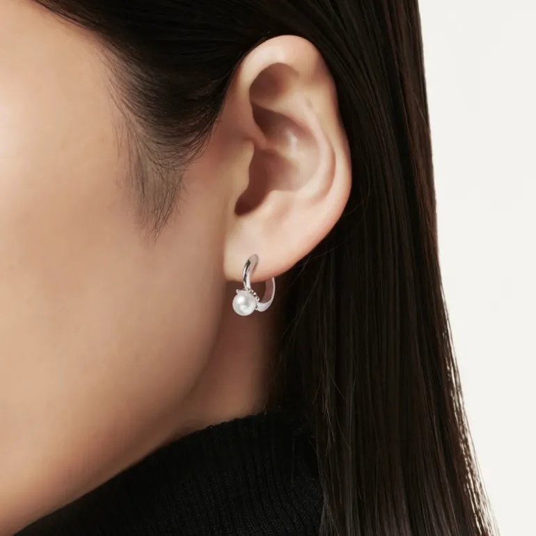 Classic Akoya Cultured Pearl Earrings in 18K White Gold