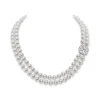 Classic Akoya Double Strand Necklace with Diamonds in 18K White Gold