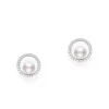Classic Akoya Earring with Diamond - 18k White Gold