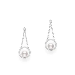 Classic Akoya Earring with Diamond - 18k White Gold