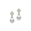 Classic Akoya Pearl Earrings in 18K Yellow Gold with Diamonds