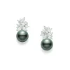 Classic Black South Sea Cultured Pearl and Diamond Earrings - Platinum