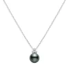 Classic Black South Sea Cultured Pearl Pendant in 18K White Gold with Diamond