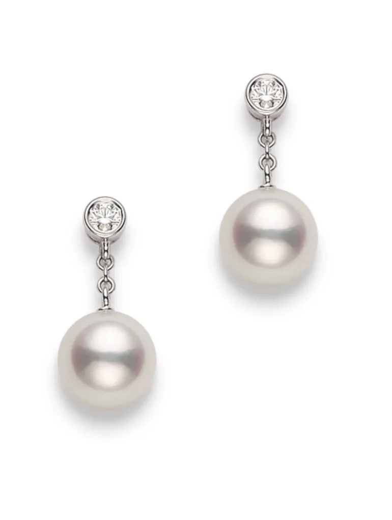 Classic Drop Earrings, Akoya Pearl Earrings - Mikimoto