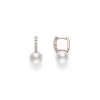 Classic Elegance Akoya Cultured Pearl and White Diamond Earrings in Pink Gold