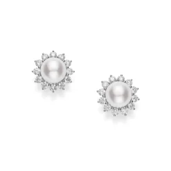 Classic Elegance Akoya Cultured Pearl Earrings with Diamonds