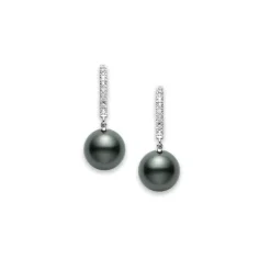 Classic Elegance, Lever Back, Black South Sea Pearl Earrings - Mikimoto