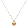 Classic Golden South Sea Cultured Pearl Pendant in 18K Yellow Gold with Diamond