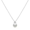 Classic White South Sea Cultured Pearl Pendant in 18K White Gold with Diamond