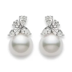 Classic White South Sea Pearl Earrings in 18K White Gold