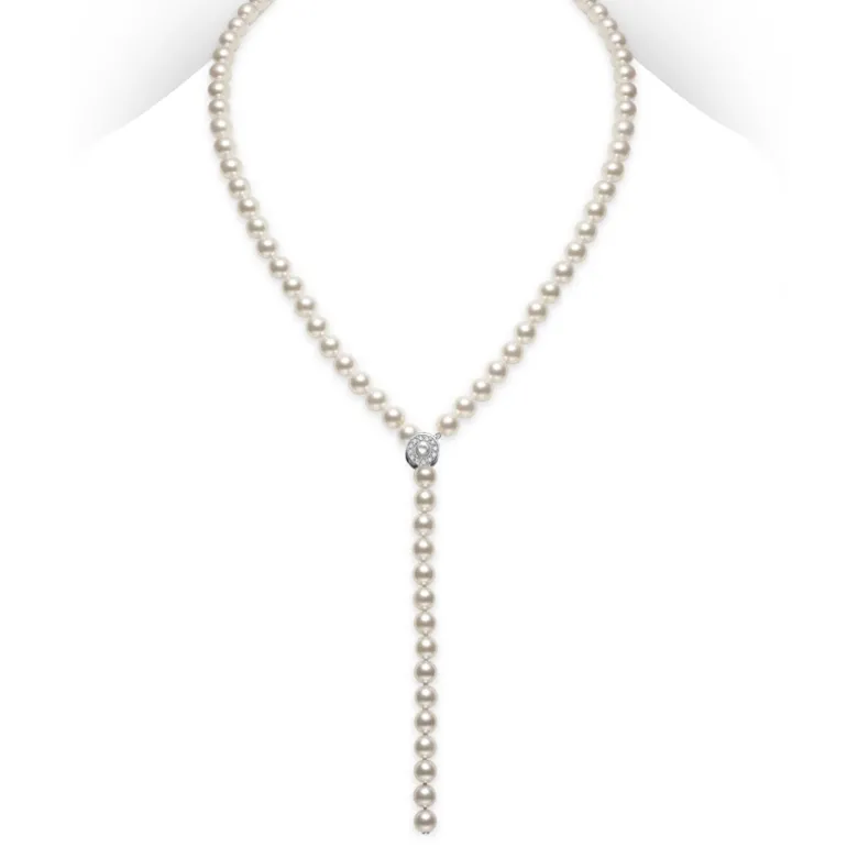 Cultured Pearl Strand, Strand Lariat with Diamond Clasp - Mikimoto