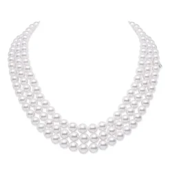 Everyday Essentials 18" Akoya Cultured Pearl Graduated Triple Strand – 18K White Gold Clasp