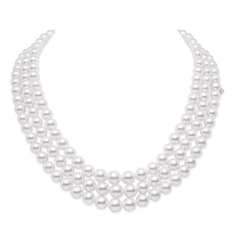 Everyday Essentials 18" Akoya Cultured Pearl Graduated Triple Strand – 18K White Gold Clasp