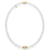 Fusion Akoya and Golden South Sea Cultured Pearl Strand With Diamond Rondelles