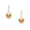 Golden South Sea Cultured Pearl and Diamond Earrings