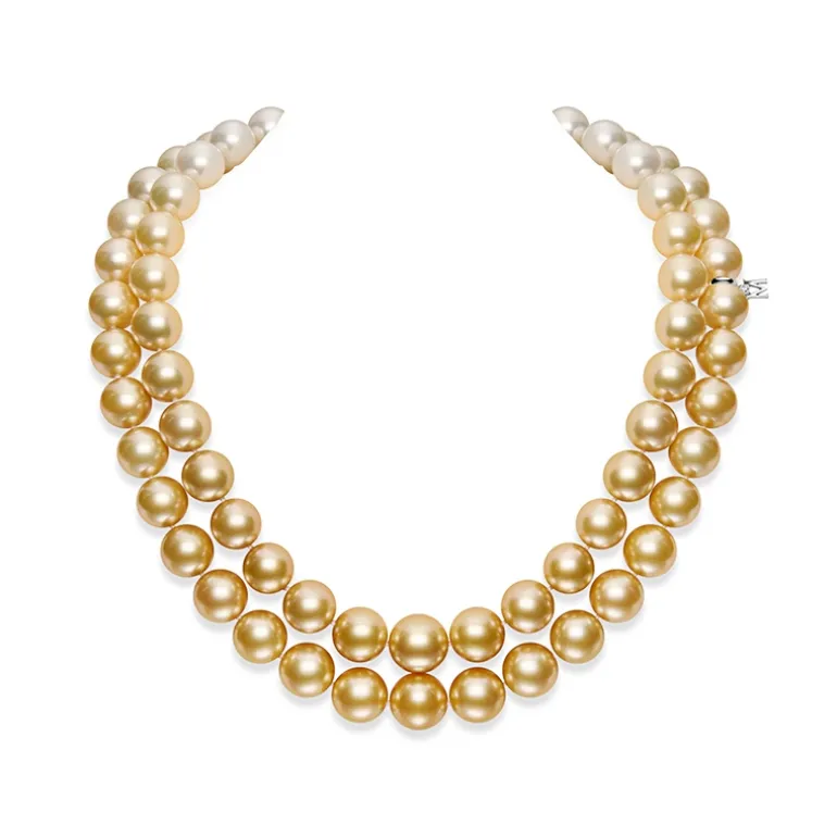 Golden South Sea Cultured Pearl Double Strand Necklace