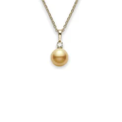 Golden South Sea Cultured Pearl & Diamond Pendant