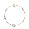 Horseshoe Akoya Cultured Pearl and Diamond Bracelet