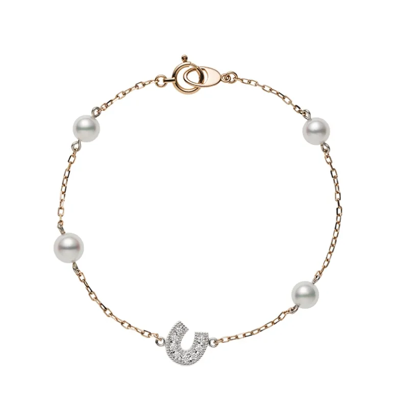 Horseshoe Akoya Cultured Pearl and Diamond Bracelet