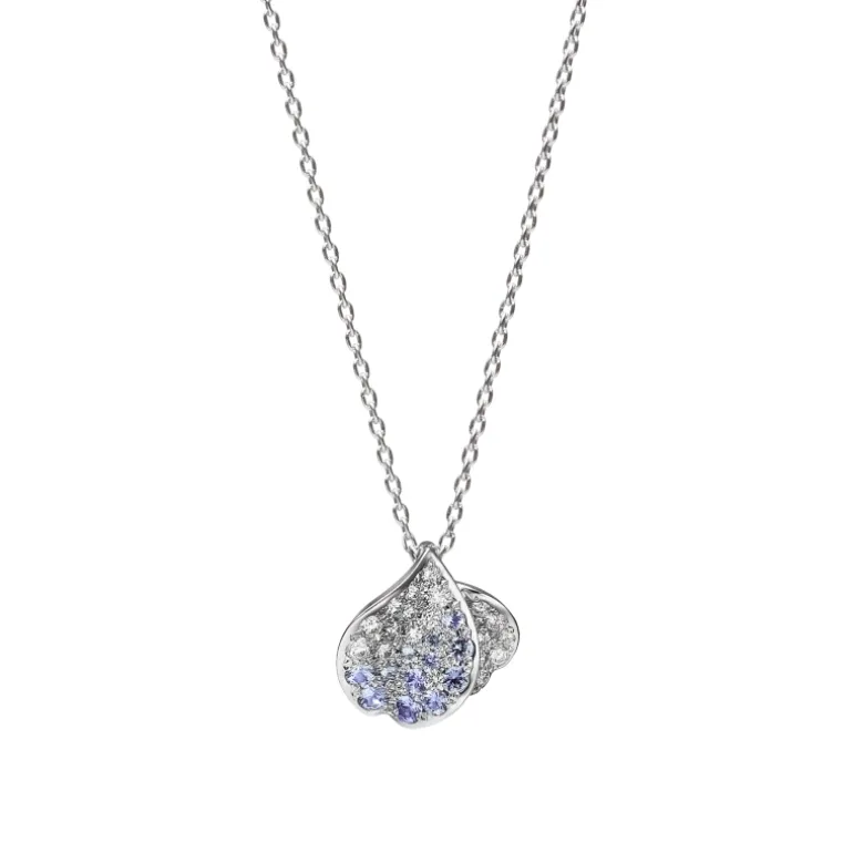 Les Pétales Place Vendôme Sapphire and Diamond Pendant in 18K White Gold