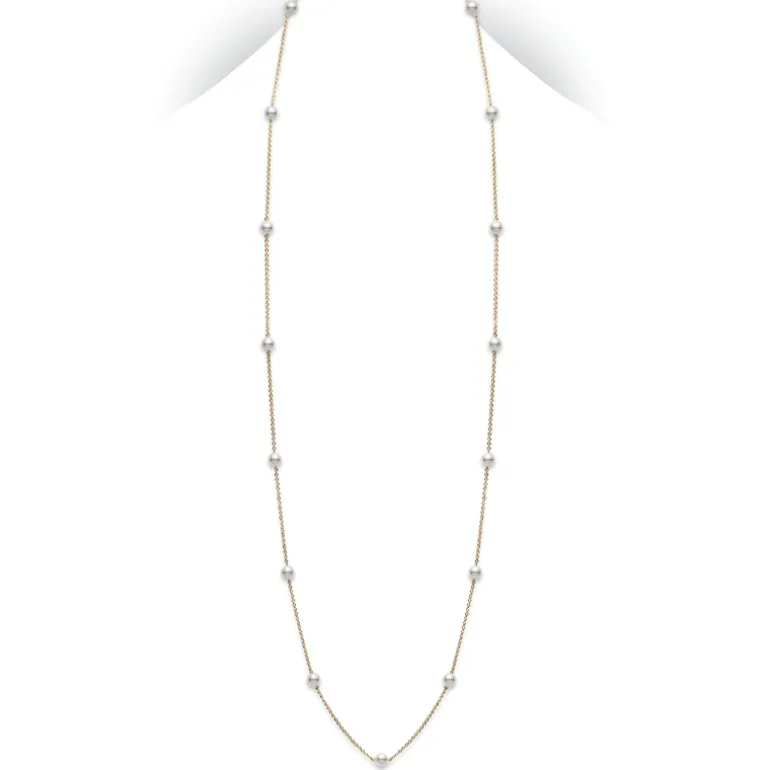 Long Pearl Necklace, Station Necklace - Mikimoto