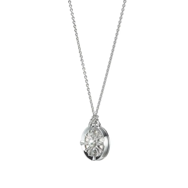 LUCKY ARROWS Akoya Cultured Pearl Pendant in 18K White Gold