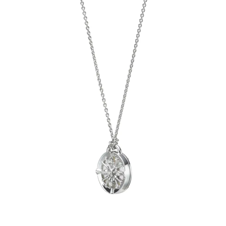LUCKY ARROWS Mother of Pearl and Diamond Pendant in 18K White Gold