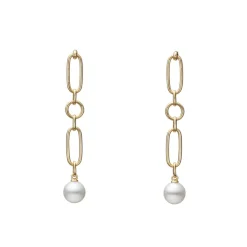 M Code Akoya Cultured Pearl Earrings in 18K Yellow Gold