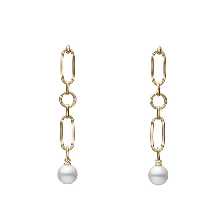 M Code Akoya Cultured Pearl Earrings in 18K White Gold