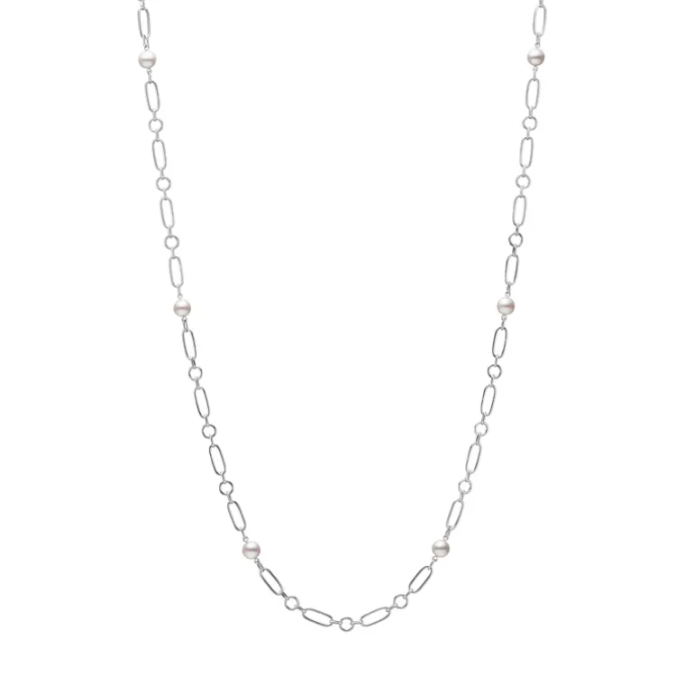 M Code Akoya Cultured Pearl Necklace in 18K White Gold
