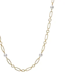 M Code Akoya Cultured Pearl Necklace in 18K Yellow Gold - 32"