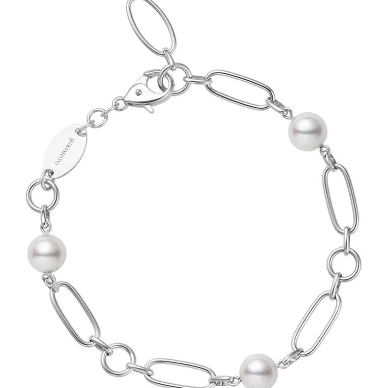 M Code Akoya Cultured Pearl Bracelet in 18K White Gold
