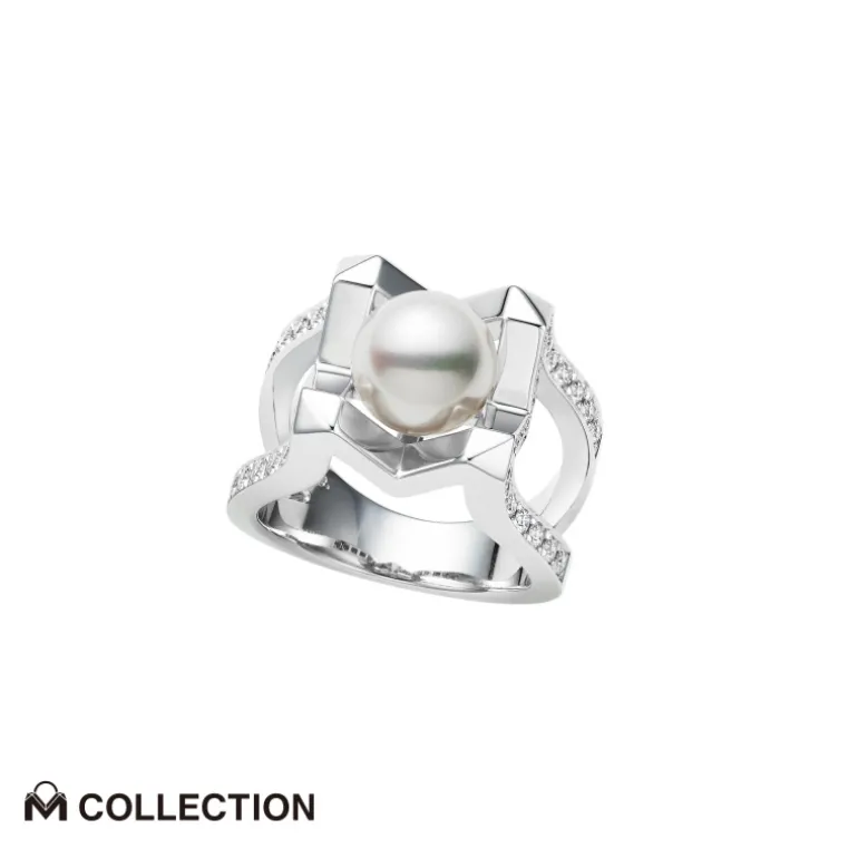 M Collection Akoya Cultured Pearl Ring in 18K White Gold